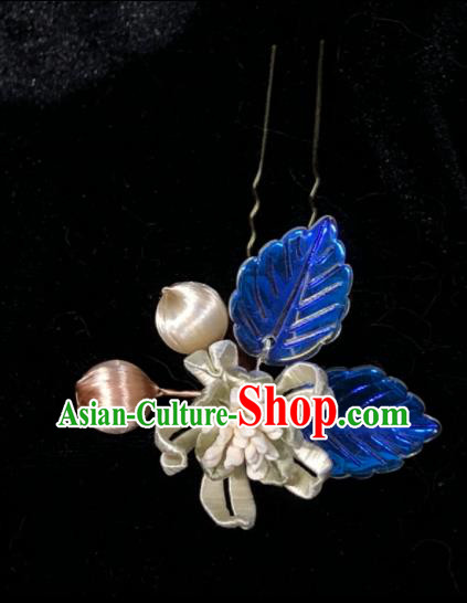 China Ancient Young Lady Hair Stick Song Dynasty Princess Silk Flower Hairpin Traditional Hanfu Hair Accessories