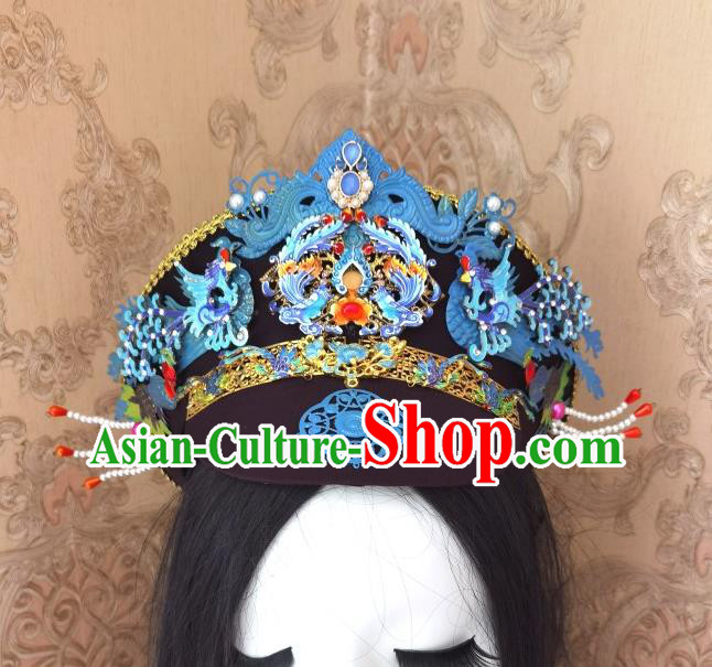China Handmade Qing Dynasty Imperial Concubine Hair Crown Traditional Court Headdress Ancient Court Woman Hat Headwear