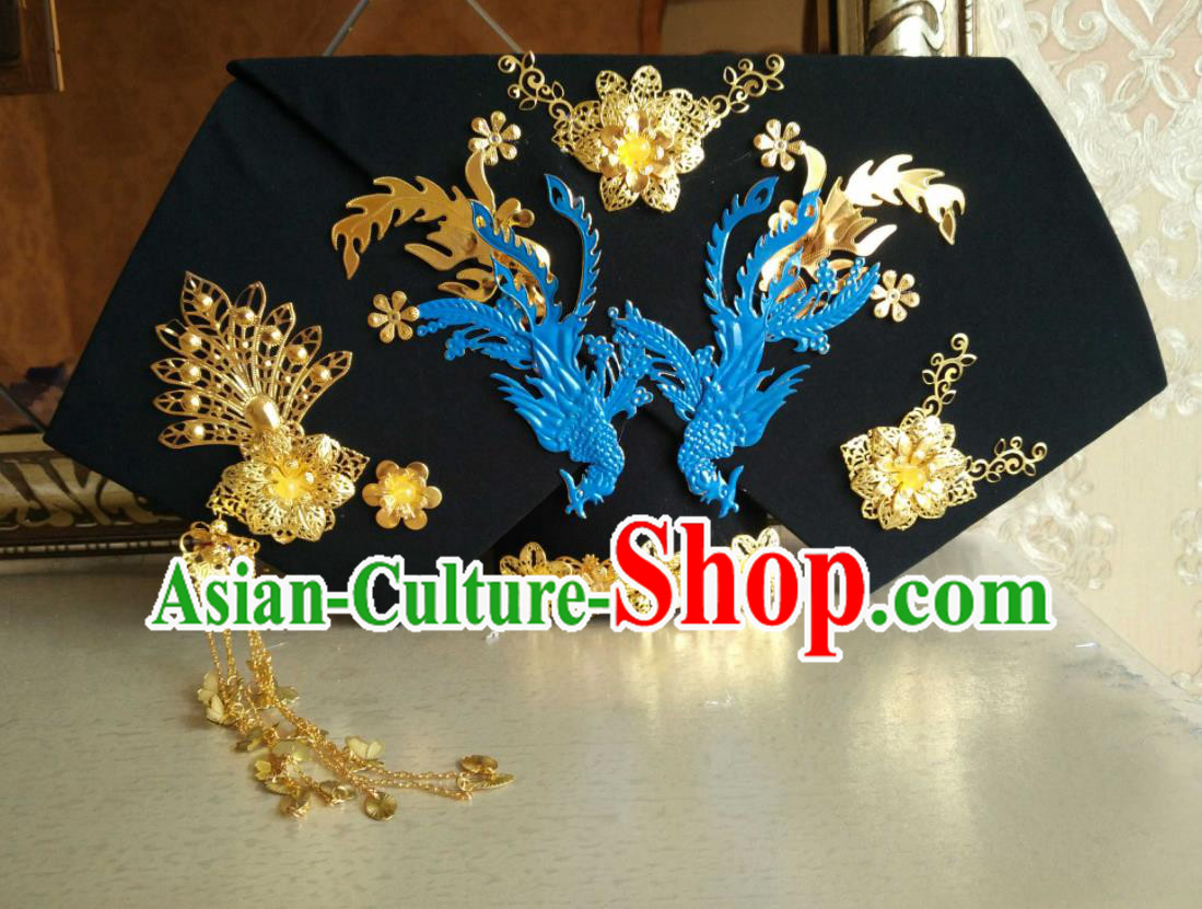 China Handmade Qing Dynasty Great Wing Hair Crown Traditional Court Consort Headdress Ancient Drama Empresses in the Palace Hat