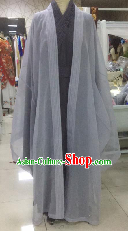 China Beijing Opera Niche Clothing Traditional Yue Opera Young Male Garment Peking Opera Scholar Grey Costumes