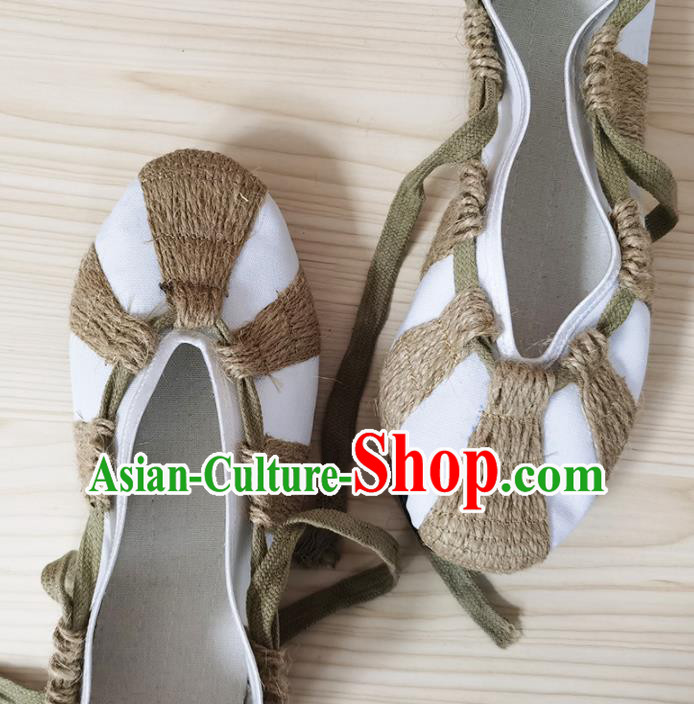 China Peking Opera Shoes Ancient Taoist Priest Shoes Beijing Opera Straw Shoes