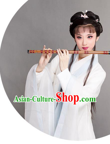 Chinese Yue Opera Princess Clothing Ancient Fairy White Dress Beijing Opera Diva Garment Costumes