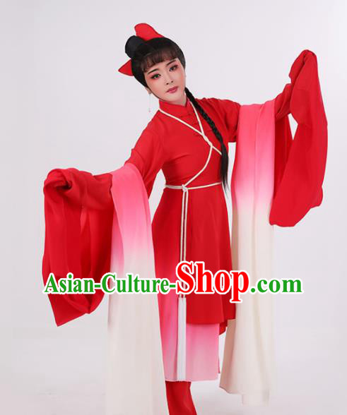 Chinese Huangmei Opera Actress Clothing Ancient Young Beauty Red Water Sleeve Dress Beijing Opera Hua Tan Garment Costumes