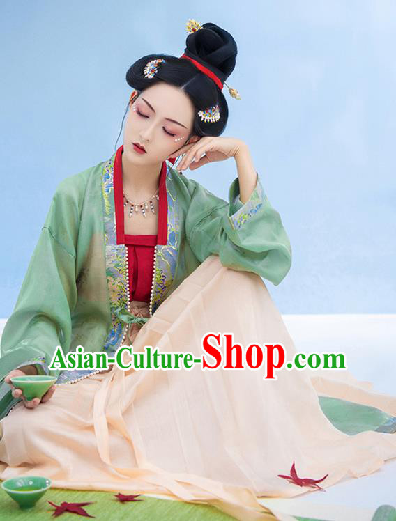 Traditional China Song Dynasty Imperial Consort Historical Clothing Ancient Court Woman Dress Garments and Headpieces Full Set