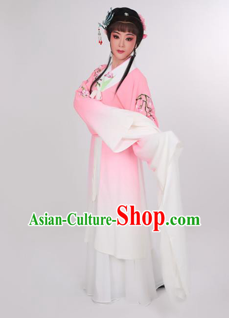 China Ancient Young Woman Pink Dress Yue Opera Actress Garment Costumes Peking Opera Hua Tan Clothing