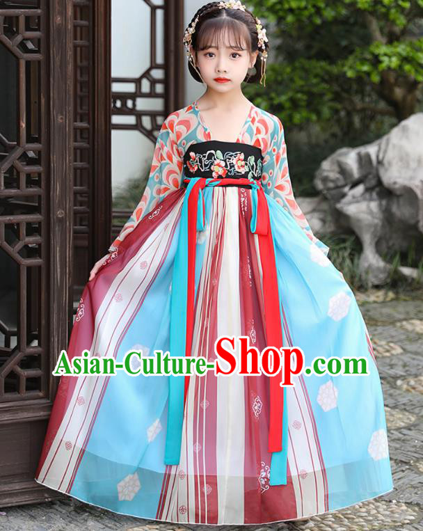 China Children Hanfu Dress Ancient Girl Fairy Fashion Costume Traditional Dance Clothing