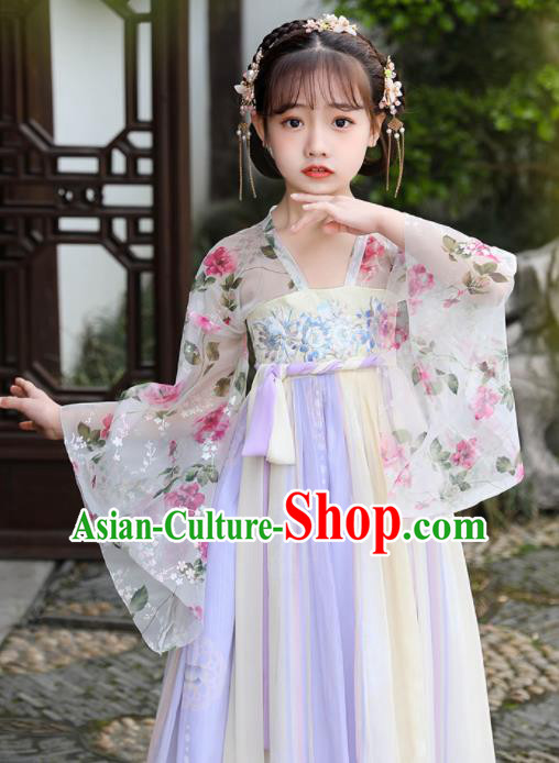China Ancient Girl Fairy Fashion Costumes Traditional Dance Clothing Children Hanfu Dress
