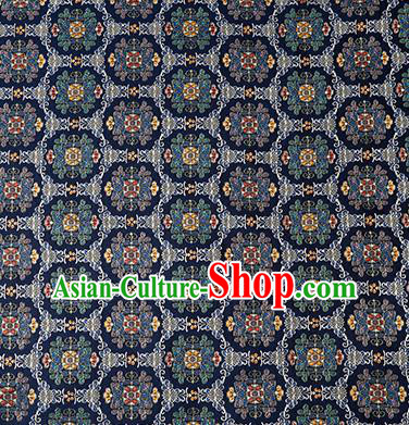 China Classical Pattern Navy Brocade Material Tang Suit Silk Damask Jacquard Textile Tapestry Traditional Hanfu Satin Fabric
