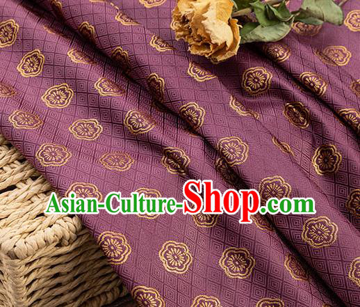 China Tang Suit Silk Damask Jacquard Satin Tapestry Traditional Cheongsam Textile Material Classical Plum Blossom Pattern Purple Brocade Fabric