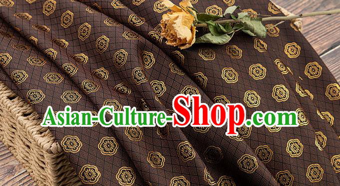 China Classical Plum Blossom Pattern Brown Brocade Tang Suit Silk Damask Jacquard Tapestry Traditional Cheongsam Fabric Material