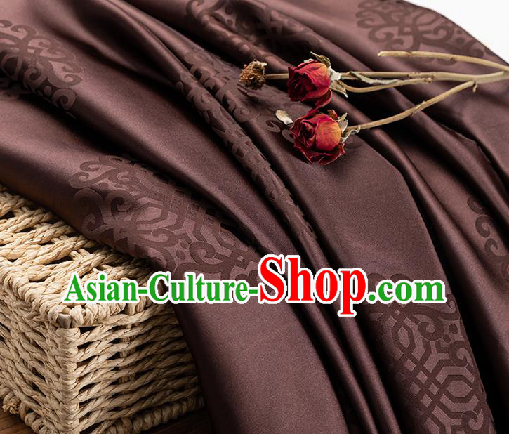 China Traditional Mongolian Robe Silk Fabric Classical Lucky Pattern Brown Brocade Tang Suit Damask Jacquard Tapestry