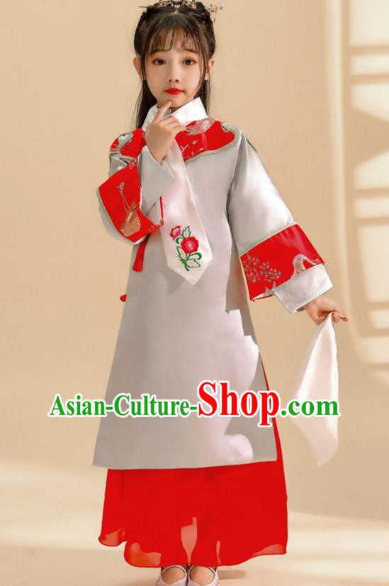 China Ancient Children Costumes Traditional Girl Stage Show Qipao Dress Qing Dynasty Princess Clothing