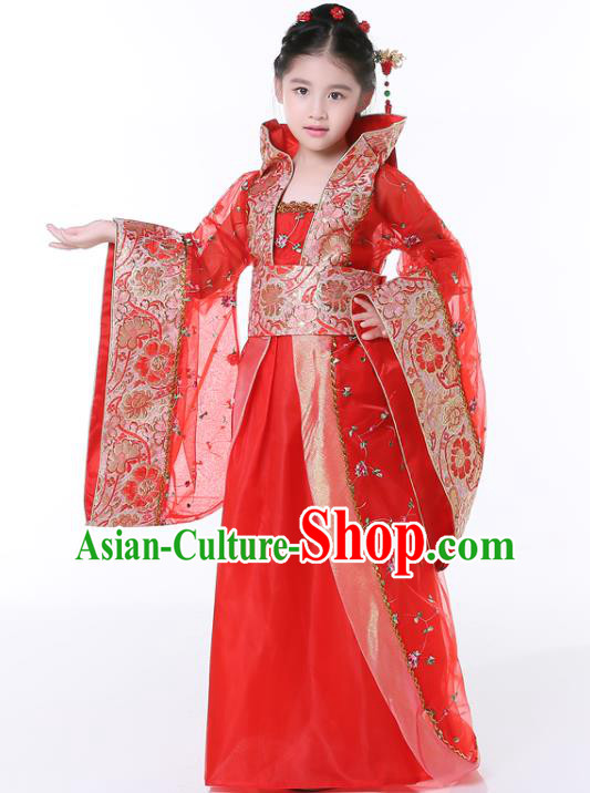 China Tang Dynasty Princess Clothing Ancient Imperial Consort Garment Costume Traditional Girl Performance Red Hanfu Dress