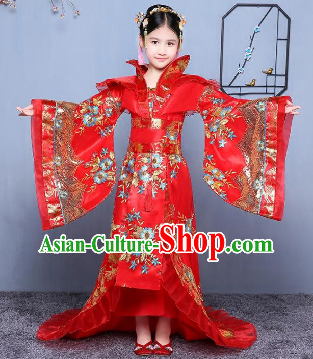 China Ancient Imperial Consort Garment Costume Traditional Girl Performance Red Hanfu Dress Tang Dynasty Princess Clothing