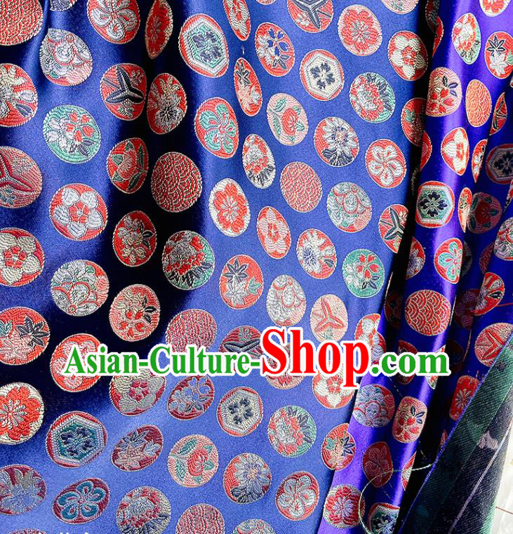 China Classical Pattern Satin Tapestry Traditional Hanfu Silk Fabric Wedding Dress Royalblue Brocade Tang Suit Damask