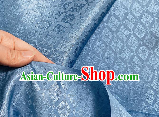 China Tang Suit Damask Classical Rhombus Pattern Satin Tapestry Traditional Hanfu Dress Silk Fabric Song Dynasty Blue Brocade