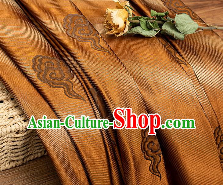 China Traditional Mongolian Robe Silk Fabric Brown Brocade Tang Suit Satin Damask Jacquard Cloud Pattern Tapestry