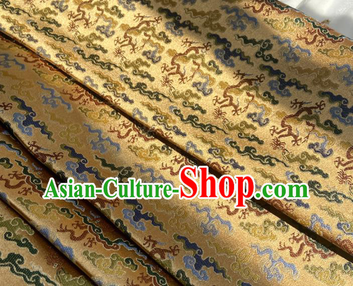 China Tibetan Robe Yellow Song Brocade Tang Suit Damask Classical Cloud Pattern Satin Tapestry Traditional Hanfu Silk Fabric