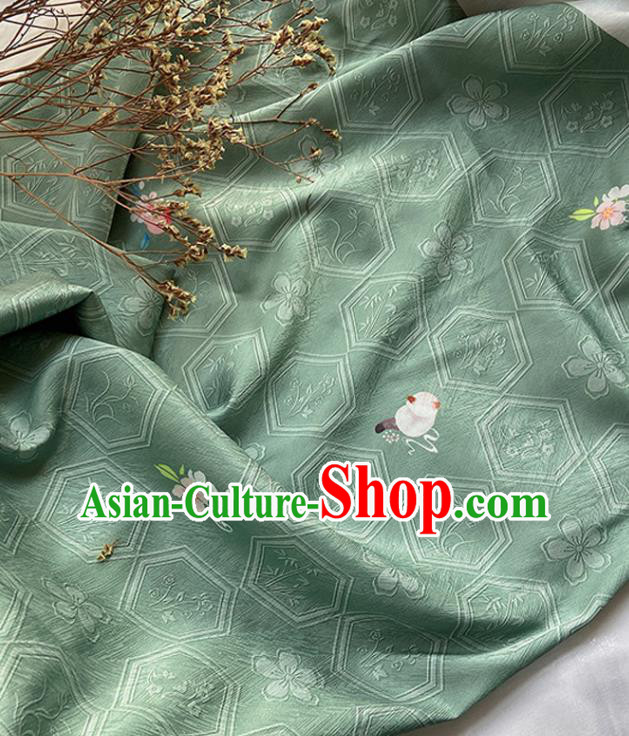 China Tang Suit Damask Classical Hexagon Pattern Satin Tapestry Traditional Hanfu Dress Silk Fabric Jacquard Light Green Brocade