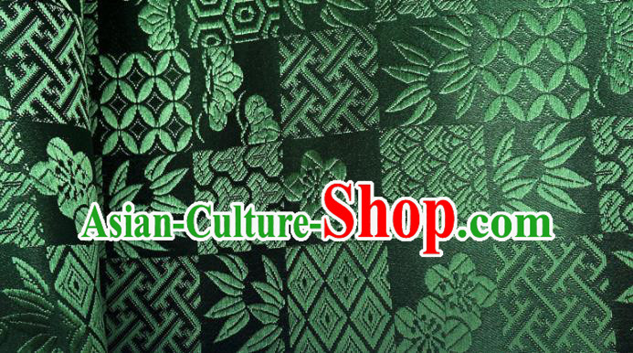 China Classical Plum Bamboo Pattern Tapestry Traditional Cheongsam Silk Fabric Jacquard Atrovirens Brocade Tang Suit Satin Damask