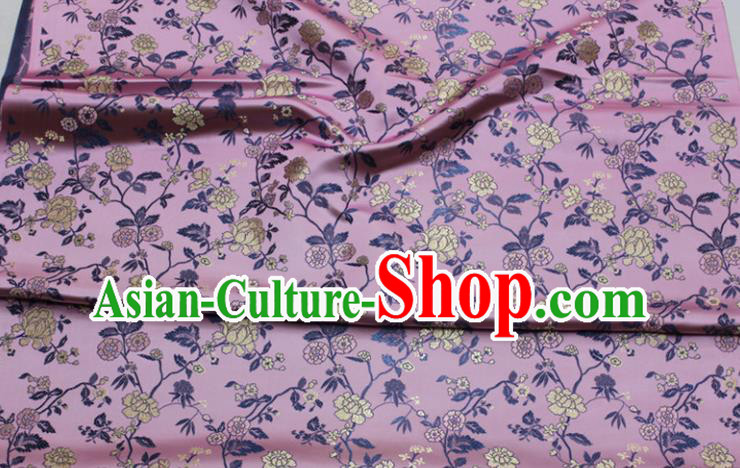 China Jacquard Brocade Mongolian Robe Pink Satin Damask Classical Flowers Pattern Tapestry Traditional Cheongsam Silk Fabric