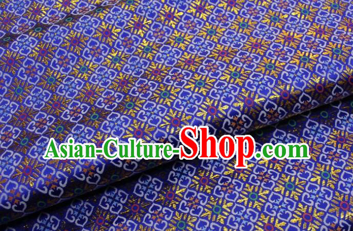 China Traditional Silk Fabric Jacquard Brocade Mongolian Robe Satin Damask Classical Pattern Royalblue Tapestry