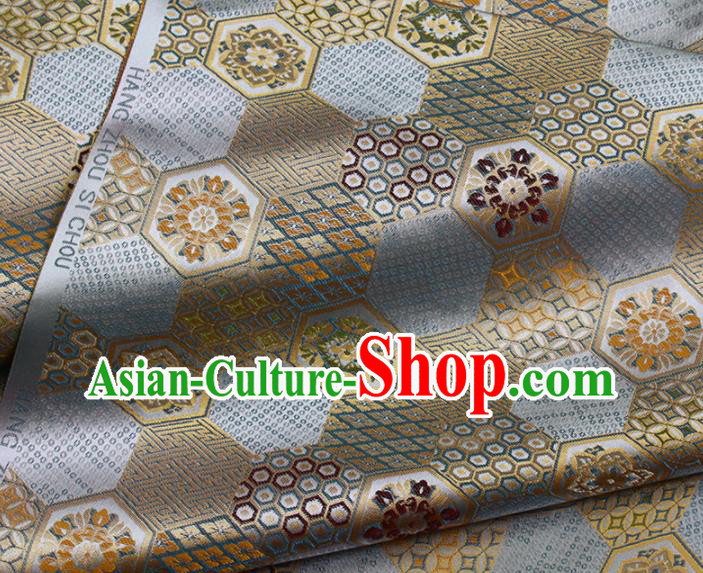 Japanese Nishijin Brocade Asian Traditional Septaria Pattern Satin Drapery Kimono Tapestry Fabric