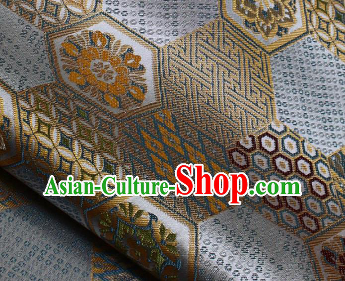 Japanese Nishijin Brocade Asian Traditional Septaria Pattern Satin Drapery Kimono Tapestry Fabric