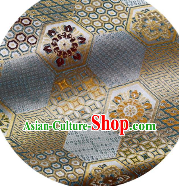 Japanese Nishijin Brocade Asian Traditional Septaria Pattern Satin Drapery Kimono Tapestry Fabric