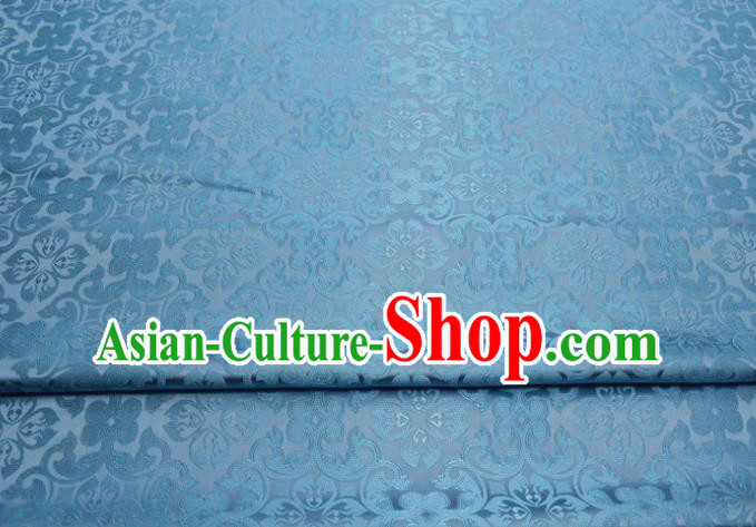 China Traditional Silk Fabric Tang Suit Jacquard Light Blue Brocade Classical Plum Pattern Satin Damask Cheongsam Tapestry Material