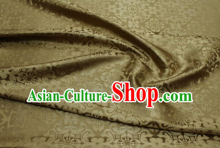 China Traditional Silk Fabric Tang Suit Jacquard Brocade Material Classical Plum Pattern Cheongsam Tapestry Khaki Satin Damask