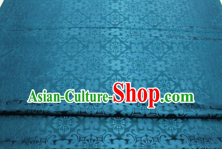 China Lake Blue Satin Damask Traditional Silk Fabric Tang Suit Jacquard Brocade Material Classical Plum Pattern Cheongsam Tapestry