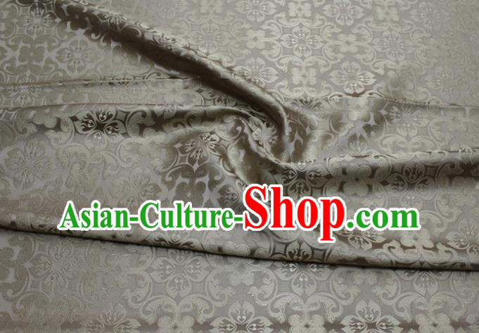 China Classical Cheongsam Tapestry Grey Satin Damask Traditional Plum Pattern Silk Fabric Tang Suit Jacquard Brocade Material