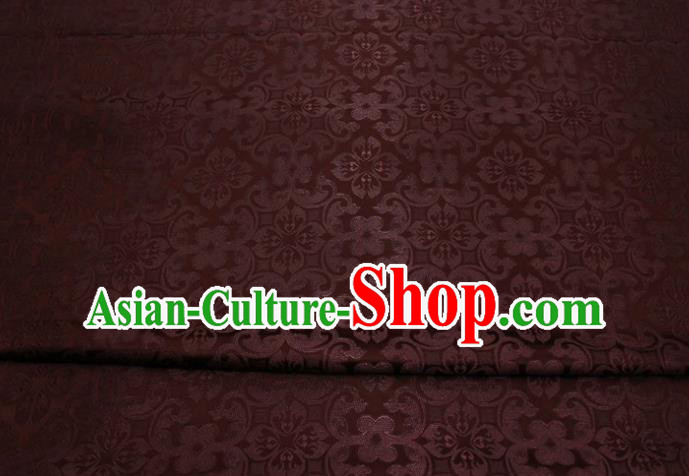 China Tang Suit Brownish Red Satin Damask Traditional Plum Pattern Silk Fabric Jacquard Brocade Material Classical Cheongsam Tapestry