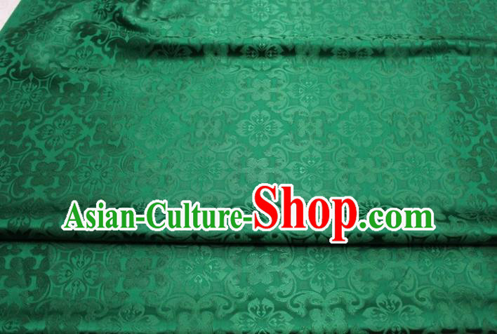 China Classical Cheongsam Tapestry Tang Suit Green Satin Damask Traditional Plum Pattern Silk Fabric Jacquard Brocade Material