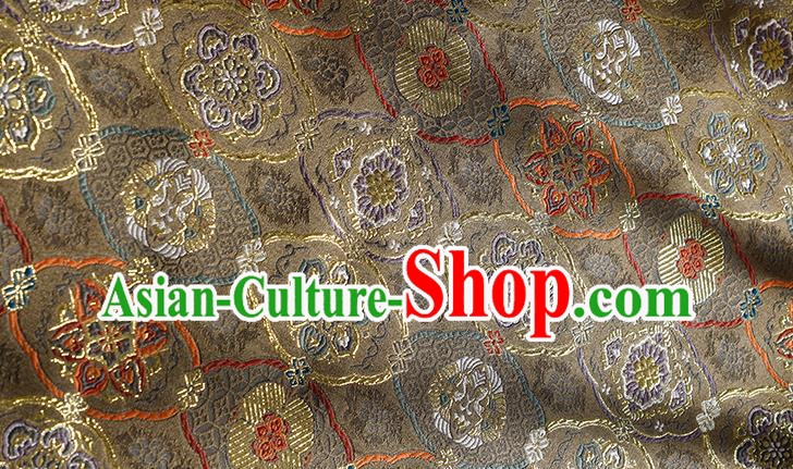 China Classical Cheongsam Silk Fabric Tang Suit Tapestry Traditional Lotus Pattern Brocade Material Jacquard Khaki Satin Damask