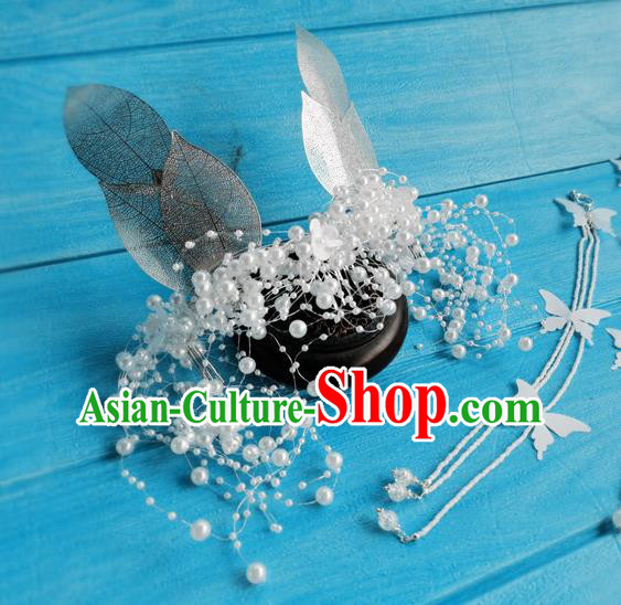 Chinese Ancient Royal Princess Hair Accessories Tang Dynasty Palace Lady Argent Leaf Hairpins Full Set