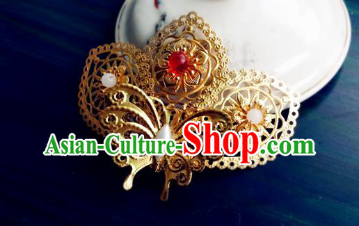 China Ancient Princess Hairpin Drama Legend of Miyue Wei Yan Headpiece Traditional Warring States Period Queen Golden Butterfly Hair Stick