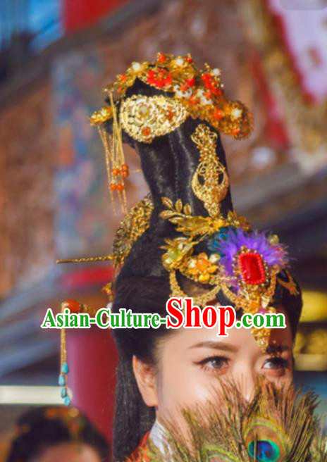 China Drama Legend of Miyue Wei Yan Headdress Traditional Warring States Period Hair Accessories Ancient Queen Hair Crown Hairpins