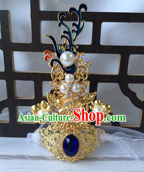 Chinese Traditional Wedding Hair Accessories Ancient Swordsman Cloisonne Hairdo Crown Classical Dance Headwear