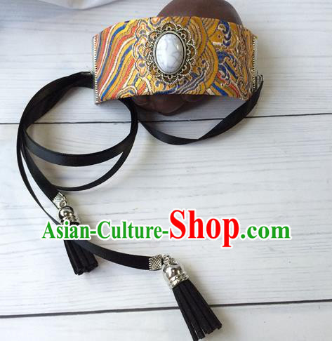 Chinese Classical Dance Headwear Traditional Ming Dynasty Hair Accessories Ancient King Yellow Hairdo Crown