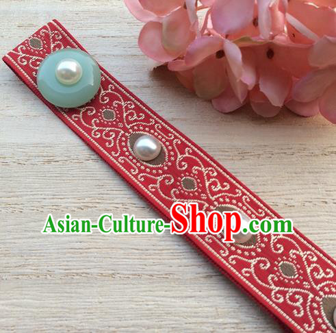 Chinese Traditional Ming Dynasty Childe Hair Accessories Ancient Young Scholar Red Headband Drama Swordsman Headpiece