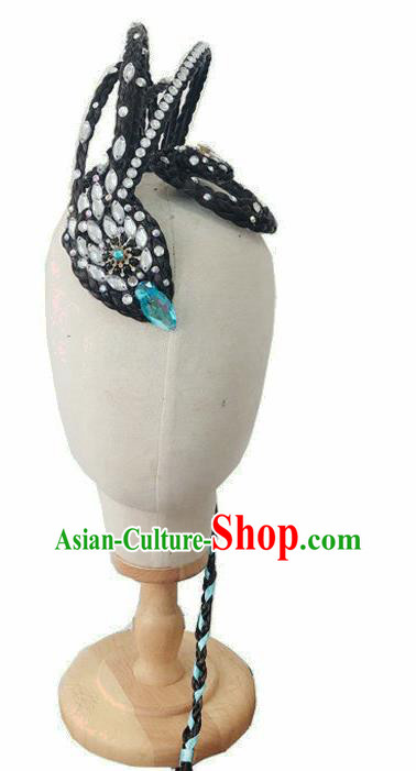 Chinese Woman Solo Dance Hairpieces Classical Dance Hair Accessories Stage Performance Wigs Chignon