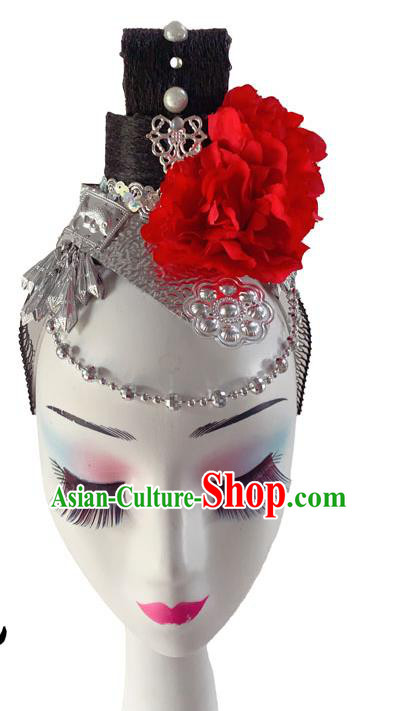 Chinese Woman Ethnic Dance Hairpieces Classical Dance Hair Accessories Miao Nationality Performance Wigs Chignon