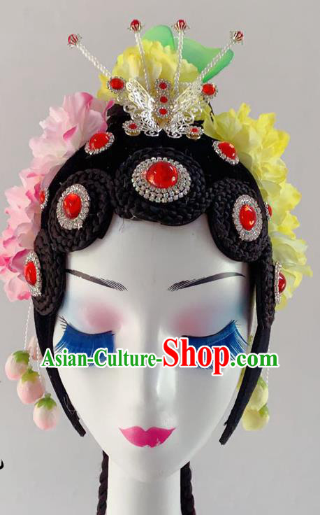 Chinese Classical Dance Hair Accessories Peking Opera Diva Wigs Headwear Woman Stage Performance Hairpieces