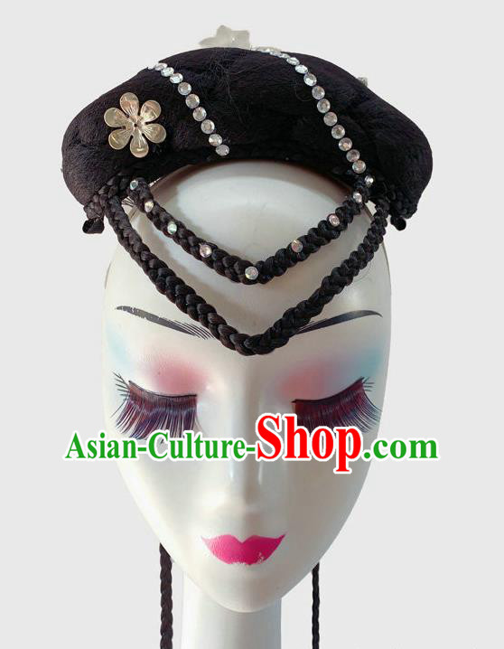 Chinese Classical Dance Wigs Chignon Court Dance Headpiece Traditional Woman Dance Headdress