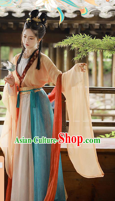 China Traditional Tang Dynasty Palace Lady Historical Garment Costumes Ancient Court Princess Hanfu Dress Clothing for Women