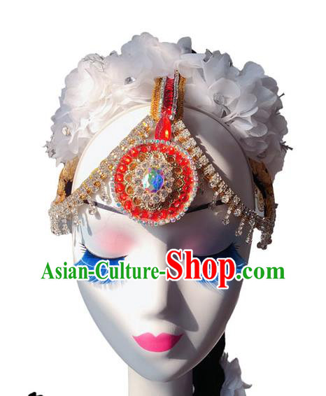 China Uighur Nationality Dance Wigs Xinjiang Minority Performance Hairpieces Indian Dance Braid Hair Accessories