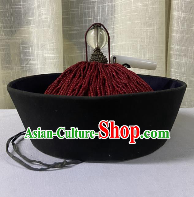 Chinese Traditional Mandarin Headwear Qing Dynasty Official Hat Ancient County Magistrate Headdress