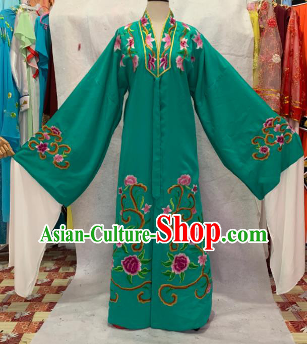 China Beijing Opera Xiaosheng Embroidered Green Robe Traditional Opera Scholar Clothing Henan Opera Young Male Garment Costumes